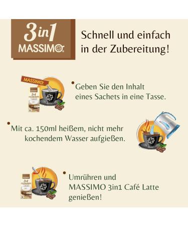 Massimo 3 in 1 Caf Latte 160 instant coffee sticks of 12.5 g soluble coffee powder beverage powder with soluble coffee sugar and coffee white - Buy Online on GoSupps.com