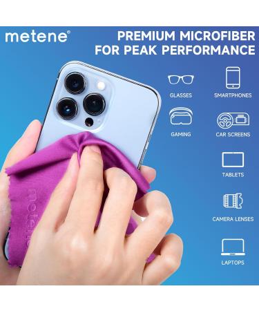 Metene 12 Pack Microfiber Cleaning Cloths - Individually Wrapped Storage Box Included | Perfect for Glasses Screens & Lenses - Purple (6x7 - Buy Online on GoSupps.com
