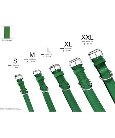 Sniffing Fans Leather Dog Collar - Padded & Robust for All Sizes (M 28-36cm Green) | Ideal for Large Medium & Small Dogs - Buy Online on GoSupps.com