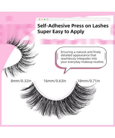 3 Pairs Self-Adhesive Eyelashes No Glue Needed False Eyelashes 3D Natural Wispy Lashes 16mm Faux Mink Lashes with Tweezers - Buy Online on GoSupps.com