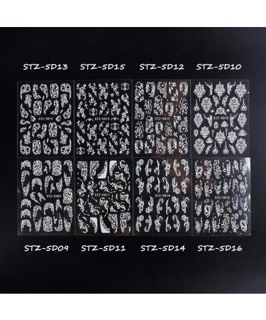 Adhesive Decals Lace Winter Sliders Embossed Flower White Nail Stickers 5D Acrylic Wedding Design(STZ-5D15) - Buy Online on GoSupps.com