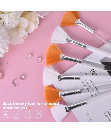 3-Piece Soft Facial Fan Brush Set | Premium Cosmetic Makeup Applicators for Peeling Mud & Cream - Buy Online on GoSupps.com