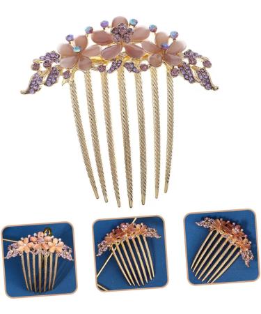 Gogogmee Opal Comb Styling Hair Clips Wedding Hair Accessories for Brides Floral Hair Clips Wedding Hair Clip Tooth Comb Hair Comb for Women Combs for Women Hair Styling Purple Alloy - Buy Online on GoSupps.com