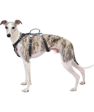 Huntboo Dog harness breakproof reflective full body dishes with a handle adjustable vest without a train with soft breathable padding and linen clip for large dogs (black XL) black extra size (pack with 1)