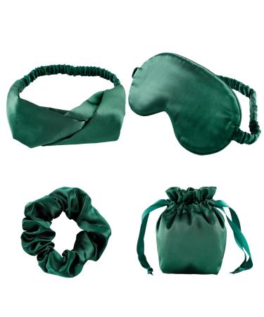 Eye Shade Set Faux Silk Eye Cover Breathable with Lightweight Scrunchy Band Hair Solid Color Bag ing