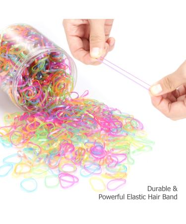 Hoyols 2000pcs Small Baby Elastic Hair Ties - Colorful Rubber Bands for Girls, Kids, and Women - No Damage Ponytail Holders - Bulk 7 Colors - Buy Online on GoSupps.com