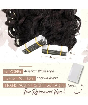 RUNATURE Curly Tape in Hair Extensions - 18 Inch 50g Wavy Human Hair - Black Women 2-Tape #1B-NW - Buy Online on GoSupps.com