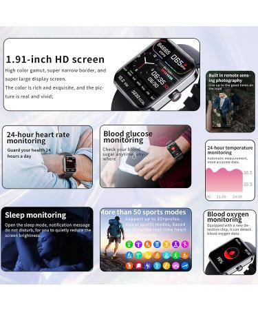 Yeegfey Smartwatch 2023: Bluetooth Blood Glucose Monitoring Watch for Non-Invasive Blood Sugar Test - Fitness Tracker for Men Women (Black) - Buy Online on GoSupps.com