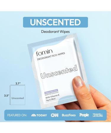 FOMIN Travel Deodorant Wipes - 15 Count - Unscented - pH Balanced Hypoallergenic Mini Deodorant Wipes For Women and Men - Plastic-Free Individually Wrapped Underarm & Body Wipes Unscented 15 Count (Pack of 1) - Buy Online on GoSupps.com