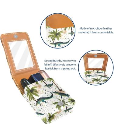 Luxury Leather Lipstick Case with Mirror - Mini Lip Gloss Organizer | Stylish Dot Palm & Crocodile Design - Buy Online on GoSupps.com