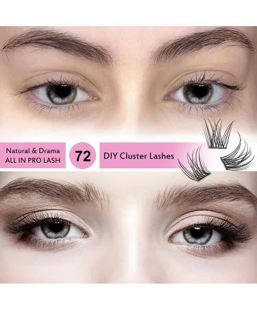 72 Pcs Natural Cluster Individual Lashes | DIY Eyelash Extensions - Reusable & Comfortable | Super Thin Band - D-14mm - Buy Online on GoSupps.com