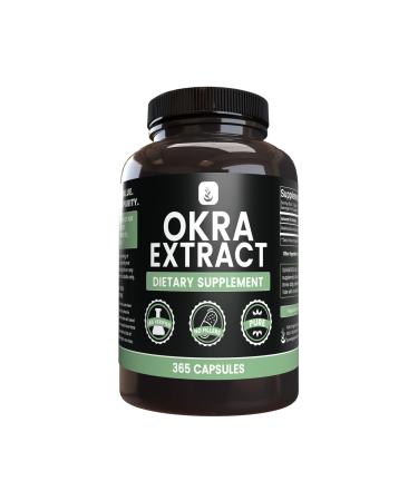 PURE ORIGINAL INGREDIENTS Okra Extract (365 Capsules) No Magnesium Or Rice Fillers Always Pure Lab Verified 365 Count (Pack of 1)