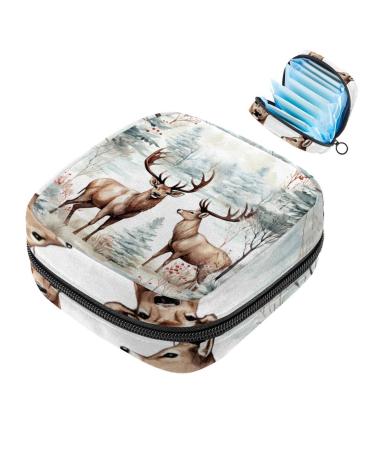 Menstruation upholstered bag Zipper Women's bond Tampons Collect Bags for Women Girls (Merry Christmas Santa Claus) Color 5 4.7x6.6x6.6 in/12x17x17 cm