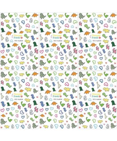Cute Dinosaur Nail Stickers - 6 Sheets 3D Cartoon Self-Adhesive Nail Decals for Women and Girls - Cute Little Dinosaur Design Nail Sliders for Manicure Decoration - Buy Online on GoSupps.com