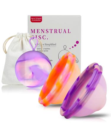 2 pieces of menstrual disc menstrual disc with periods of the size M+L reusable menstrual cup made of 100% medical silicone for active women sport swimming and intimacy