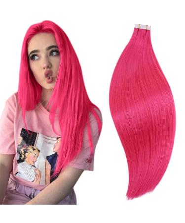 Runature hot pink tape in extensions real hair pink 55cm long hair extension tape real hair invisible hot pink real hair ex -sions tape smooth 10pcs color #hot pink 55cm tp #hotpink