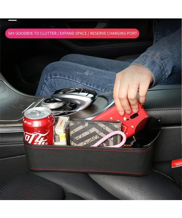 Qirc Car Seat Gap Filler Organizer with Cup Holder - Beige | Multi-function Console Side Pocket & Storage Box for Cellphones, Wallets | Upgraded Organizer for Front Seats - 1pc - Buy Online on GoSupps.com
