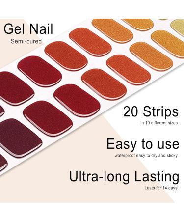Foyute Semi Cured Gel Nail Strips 20 Pcs Soft Self-Adhesive Gel Nail Polish Wraps Sticker for Salon-Quality Manicure Set Long Lasting Easy to Apply & Remove Nail File & Wooden Stick (Fade purple) - Buy Online on GoSupps.com