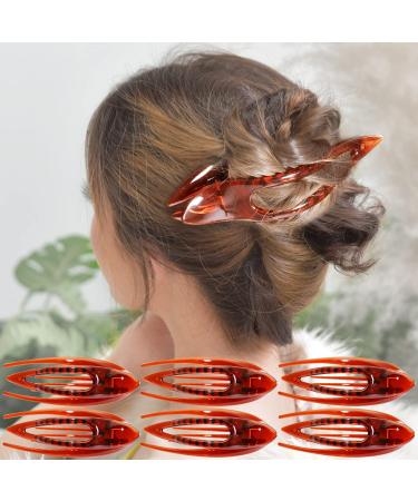 RC Roche 6 pieces of hair clip hair clamp French curved for women girls firm support without slides high quality hair large brown 1 piece (6 -pack) brown