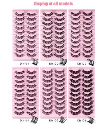 AMSDCN 10 Pairs Natural Cluster D Curly Lashes Multipack | DIY Wispy False Eyelashes | Individual 3D Mink Strips Extensions - Buy Online on GoSupps.com