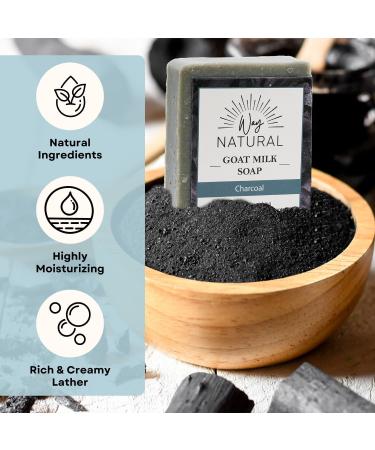 Way Natural Goat Milk Charcoal Soap Bar - Handmade in USA for Moisturizing & Nourishing - Artisan Organic Bar Soap for Men and Women - Buy Online on GoSupps.com