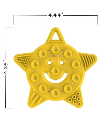 Poppies Smiley The Star BPA-Free Silicone Suction Cup Teether & Sensory Bath Toy (Yellow) - Buy Online on GoSupps.com