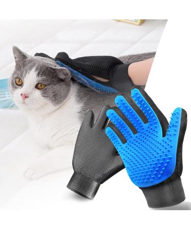 SSRIVER Pet Grooming Glove Hair Remover Brush Gentle Deshedding Efficient Pet Mitt Pet Massage Gloves Dog Cat Horse Long Short Fur Pair - Right and Left Hand Blue One Size Fits All