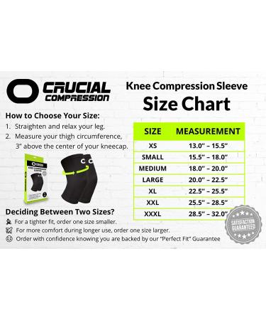 Crucial Compression Knee Sleeve (1 Pair) for Men & Women - Non-Slip Support for Running, Weightlifting, Basketball - Medium Size - Black - Buy Online on GoSupps.com