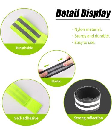 Deepton 6-Piece Bike Pants Bracket Set - Elastic Reflector Strap & Velcro Fastener - Reflective Tapes for Cycling & Jogging - Black & Neon Yellow Green - Buy Online on GoSupps.com