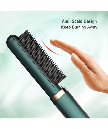 DESIPESI Ionic Hair Straightener Brush - 20-Second Quick Heating, 5 Heat Levels, Frizz-Free Silky Hair - Anti-Scald & Auto-Off Safe - Dry/Wet Straightening Brush (Black) - Buy Online on GoSupps.com