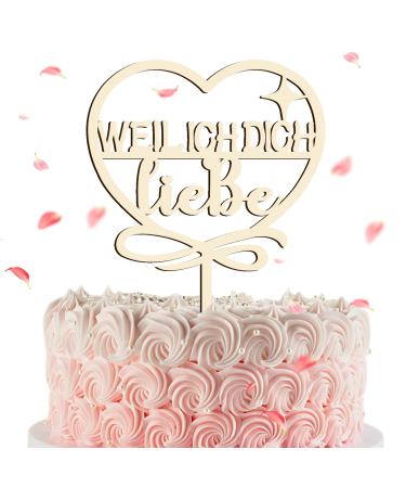 Cake plug: Because I love you Cake Topper Wood Gift Ideas Birthday Partner Valentine's Day Anniversary Birthday Cake Decoration Pol