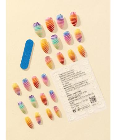 24pcs Rainbow Coffin Fake Nail Rainbow Press on Nails Rainbow Coffin Nails Luxurious Nails Acrylic Nails Fake Nails For Women Girls - Buy Online on GoSupps.com