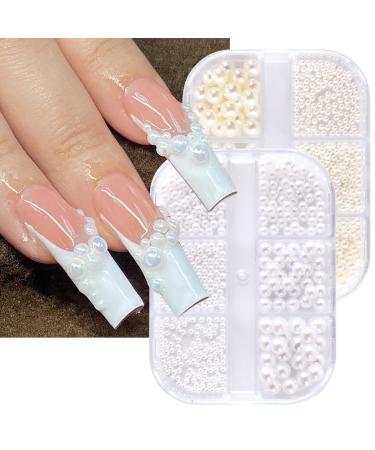 GZSYY Nail Beads Nail Stones White 2 Boxes Nail Art Charms 12 Designs Nail Art Beads Micro Nail Jewelry for Gel Nails white - Buy Online on GoSupps.com