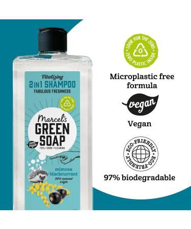  Marcel's Green Soap Marcel's Green Soap Shampoo - Mimosa & Blackcurrant fragrance enriched with natural oils 97% natural 98% biodegradable vegan 300ml - gentle care for hair and planet - Buy Online on GoSupps.com