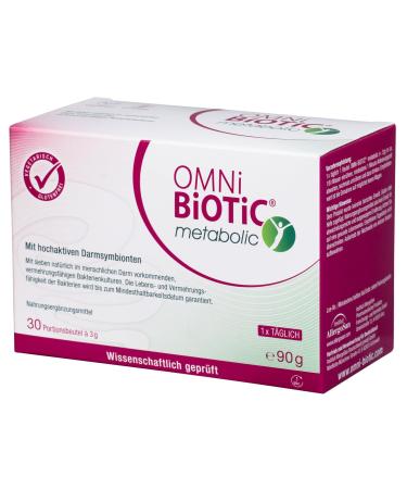 Omni Biotic Metabolic 30 portions (90g) 7 bacterial strains 3 billion germs per daily dose powder vegetarian gluten -free for daily application