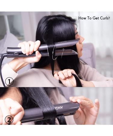 ANGENIL Ionic Hair Straightener and Curler 2 in 1 - Professional Flat Iron Ceramic Titanium, Fast Heating, Dual Voltage - Gray - Buy Online on GoSupps.com