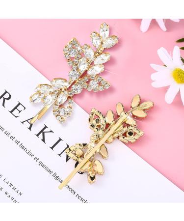 Gold Rhinestone Leaf Wedding Hair Clips - 4 Piece Bridal Hairpin Set | Elegant Hair Accessories for Women and Girls - Buy Online on GoSupps.com