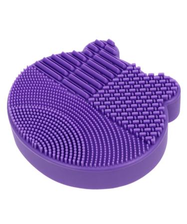 2 1 Makeup Brush Cleaning Pad Portable Hair Brush 2 in 1 Silica Gel Carpet Purple