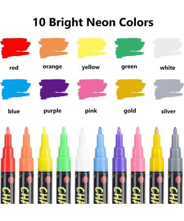 ZODDLE Liquid Chalk Markers - 1mm Extra Fine Tip, 10 Vibrant Colors - Erasable Marker Pen for Blackboards, Chalkboard, Glass, Window, Label - Liquid Chalk-10 - Buy Online on GoSupps.com