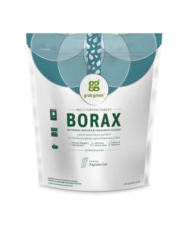Grab Green Borax Natural Laundry Detergent Booster and Household Multipurpose Cleaning Powder 4 lbs Superior Cleaning Power Plant and Mineral Based