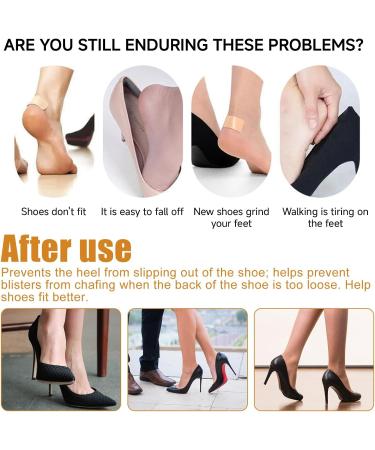 4 Pairs Foam Heel Pads for Shoes Heel Insert for Shoes Too Big Anti Slip Cushion Grip for Loose High Heels Comfort Protector Liners for Women Men Back of Heel Fillers (Black and Skin) - Buy Online on GoSupps.com