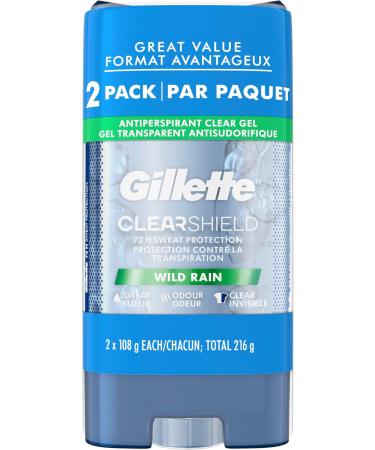 Gillette Antiperspirant Deodorant for Men Clear Gel with 72 Hr. Sweat Protection Wild Rain 216g Total (Pack of 2) Clear Gel Wild Rain 108 g (Pack of 2) - Buy Online on GoSupps.com