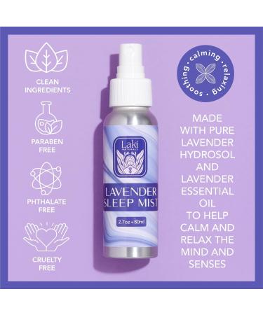 Laki Naturals Lavender Sleep Mist 2.7oz - Natural Sleep Aid Hydrosol Body Spray with Essential Oils for Relaxation & Calm - Buy Online on GoSupps.com