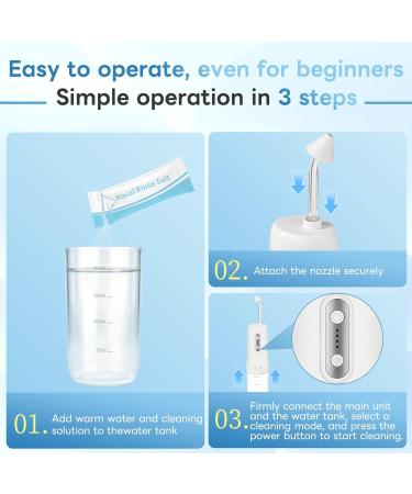 InhwRior Electric Nasal Irrigator Set Nose Rinse Pulsating Variable-Flow Mist & Stream Nozzles 200 ml Large Tank 30 Uses Cleanser Supports 1.8 g/200 ml Mix typec Fast Charging JQ-S14U - Buy Online on GoSupps.com