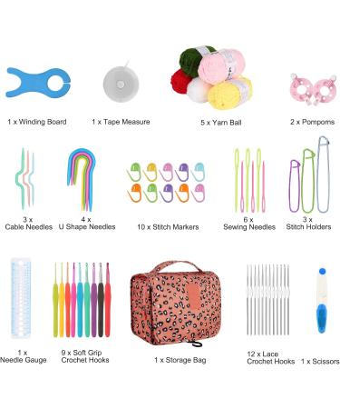 Aeelike Crochet Starter Kit for Beginners - 59pcs with Yarn, Hooks, Needles, and Storage Case - Ideal Crochet Gift - Leopard Print - Buy Online on GoSupps.com