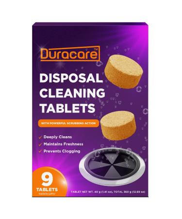 Duracare Garbage Disposal Cleaner and Deodorizer Tablets - Removes Odors, Eliminates Grime, and Prevents Clogging - Formulated to Clean Inside All Sinks and Disposals - 9 Tablets