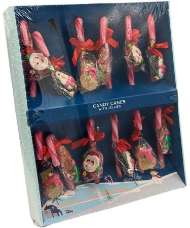 Candy Canes - 12 Candy Canes With Jelly Figures Christmas Tree Decorations 264g | Jelly Candy | Christmas Jellies | Candy Canes Fruity | Christmas Sweets | Christmas Eve Box Filler Strawberry - Buy Online on GoSupps.com