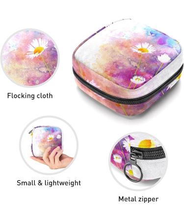 Anna Cowper Watercolor Daisy Sanitary Napkin Storage Bag | Menstrual Cup & Nursing Pad Holder | Portable Period Pouch for Women & Teens | Multi-colored - Buy Online on GoSupps.com