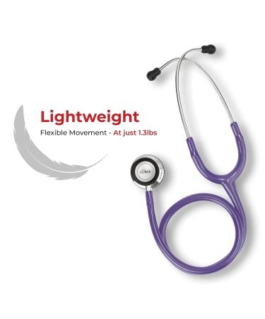 eSteth Classic Stethoscope Lightweight Sensitive Chest Piece for Heart & Lung Sounds - Flexible Tubing Extra Ear Tips Non-Chill Ring - 32" Purple - International Shipping Available - Buy Online on GoSupps.com