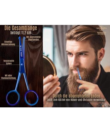 Blue Titanium Beard Scissors - Precision Moustache & Nose Hair Scissors with Micro Serration | International Shipping Available - Buy Online on GoSupps.com